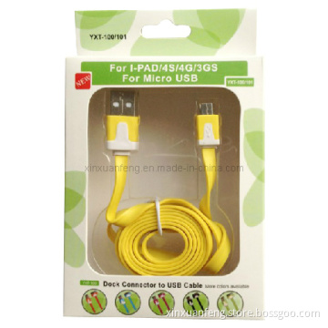 Yellow Flat USB Cable in Gift Box for iPhone iPod